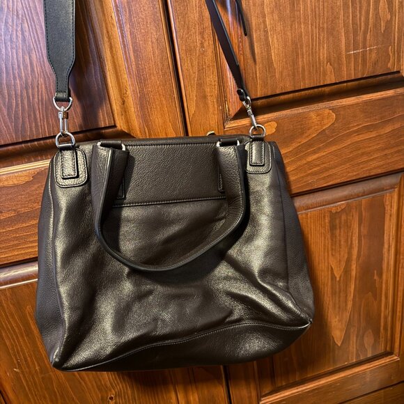 GIVENCHY "PANDORA" gorgeous black/brown pebble leather top handle bag - Picture 8 of 10